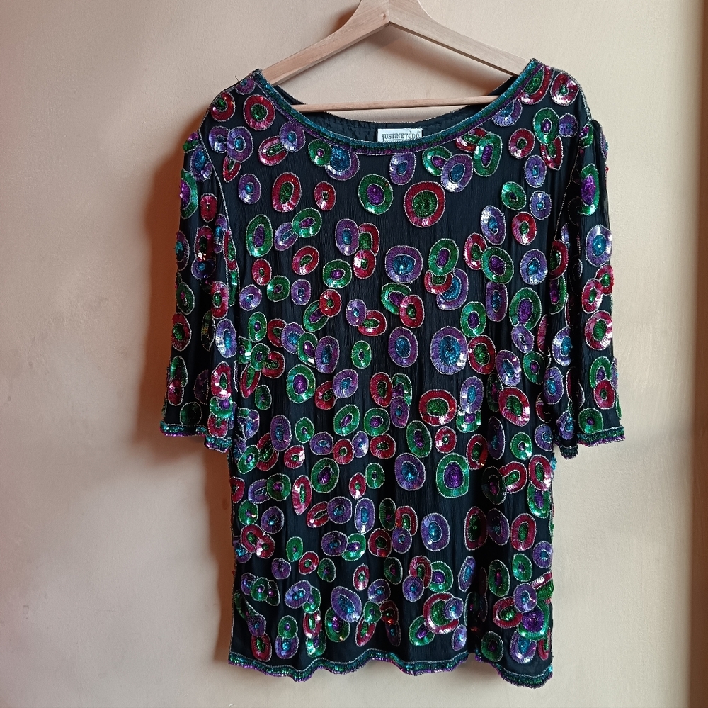 Vintage Silk blouse With Embroidered Sequins